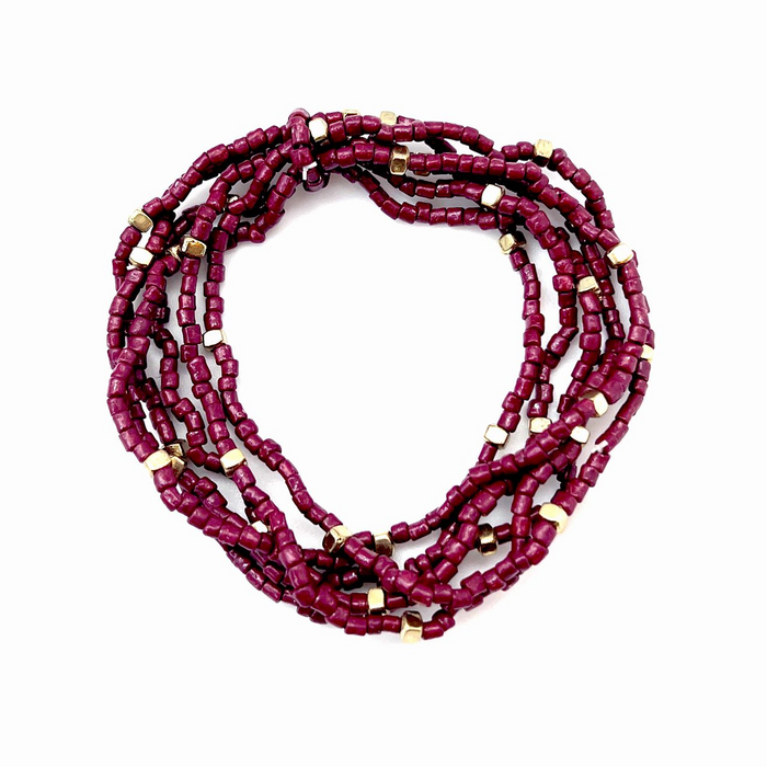 Seedbead Stretchy Bunch Bracelet - Classy Crimson