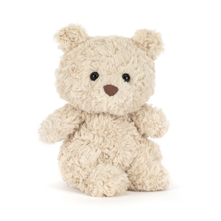 Cuddly beige teddy bear on a white background