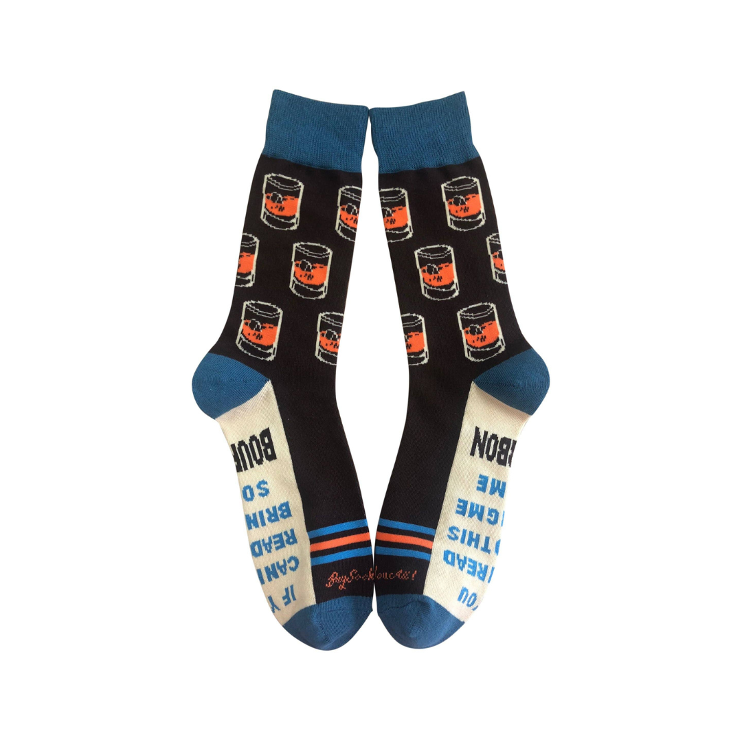 Pair of socks with a unique design on a white background