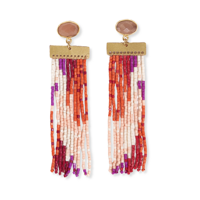 Lilah Semi- Precious Stone With Beaded Fringe