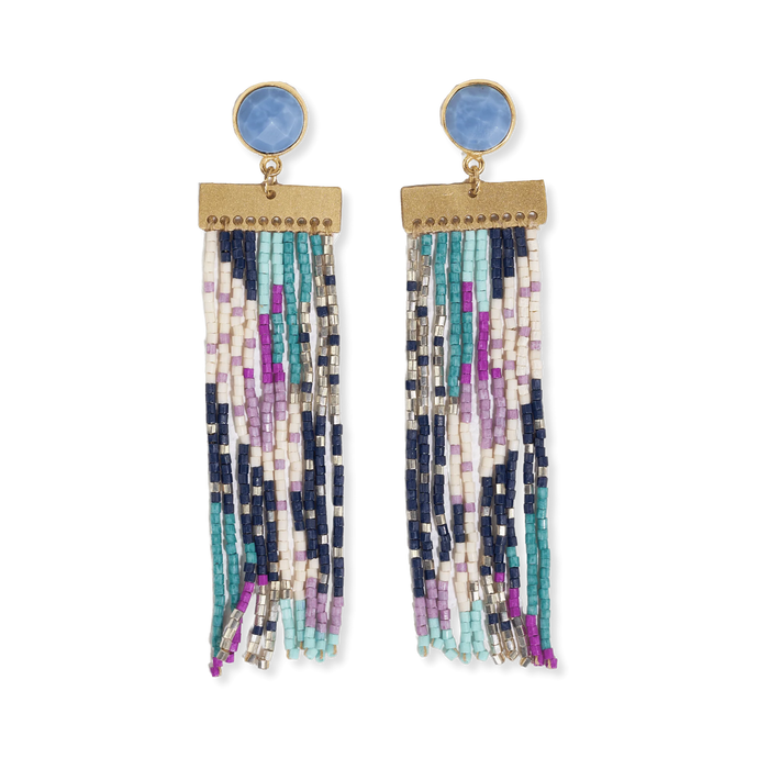 Lilah Semi- Precious Stone With Beaded Fringe