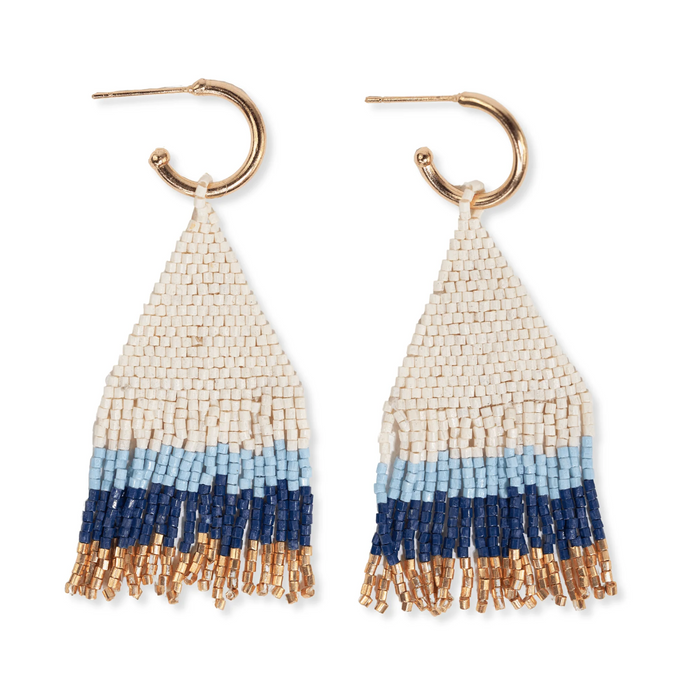 James Mini Gold Hoop  Beaded Fringe Earrings