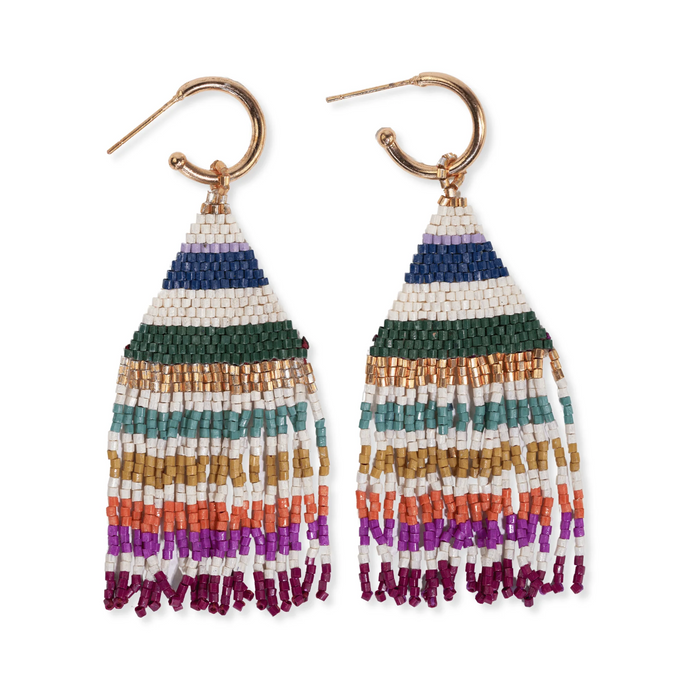 James Mini Gold Hoop  Beaded Fringe Earrings