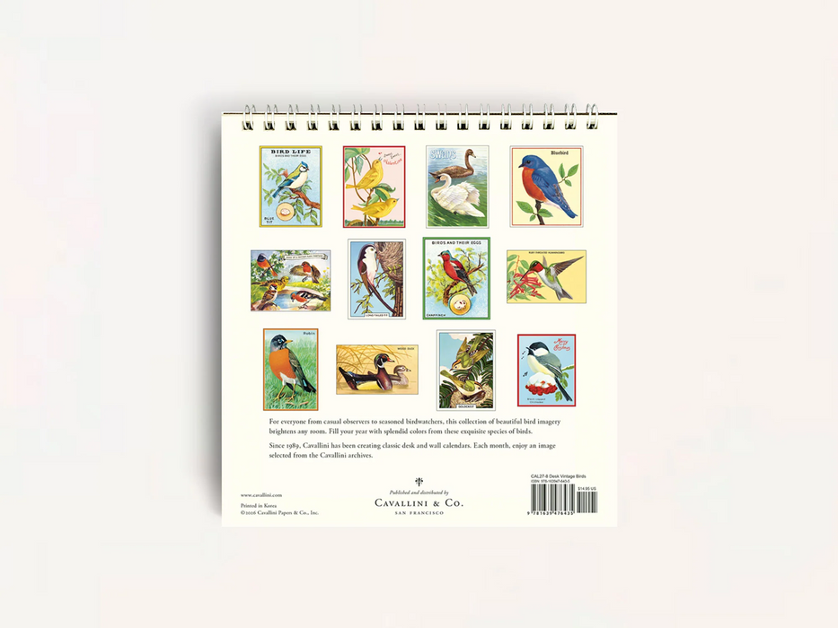 2027 Desk Calendar - Vintage Birds