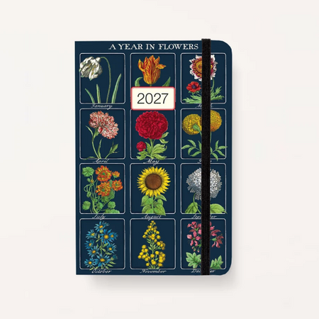 Navy Blue 2027 Planner with a vintage "year in flowers" design.