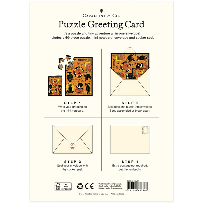 Cavallini & Co. Puzzle Greeting Card - Vintage Halloween