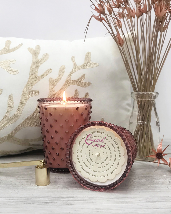 No. 45 Coral Hobnail Glass Candle