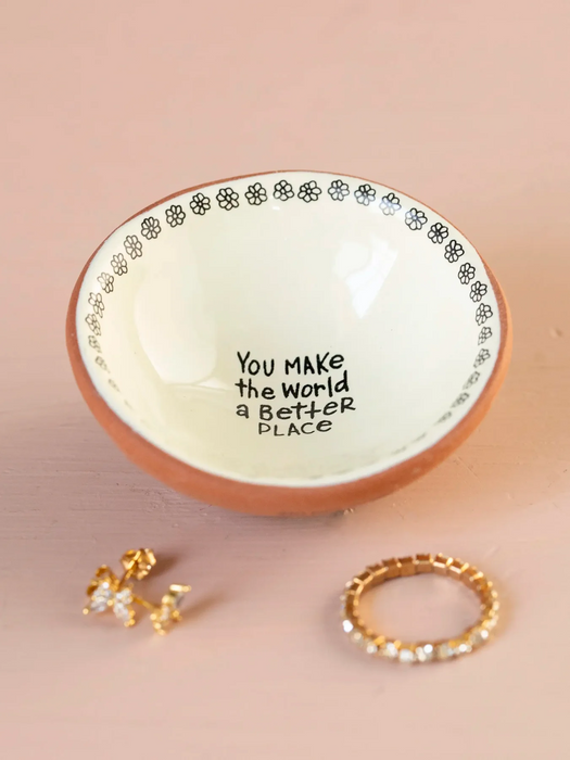Terra Cotta Trinket Dish- You Make The World