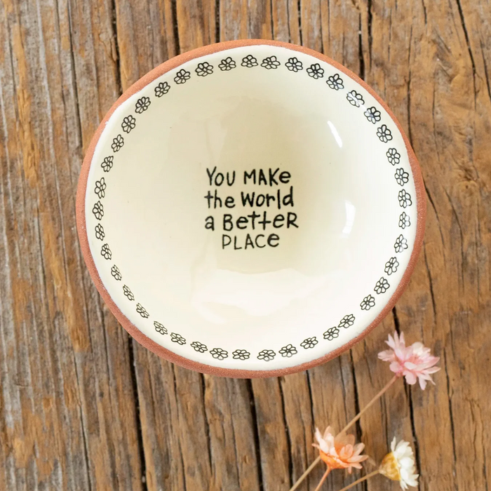 Terra Cotta Trinket Dish- You Make The World