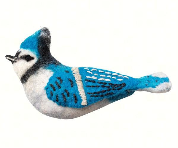 Blue Jay Woolie Bird Ornament
