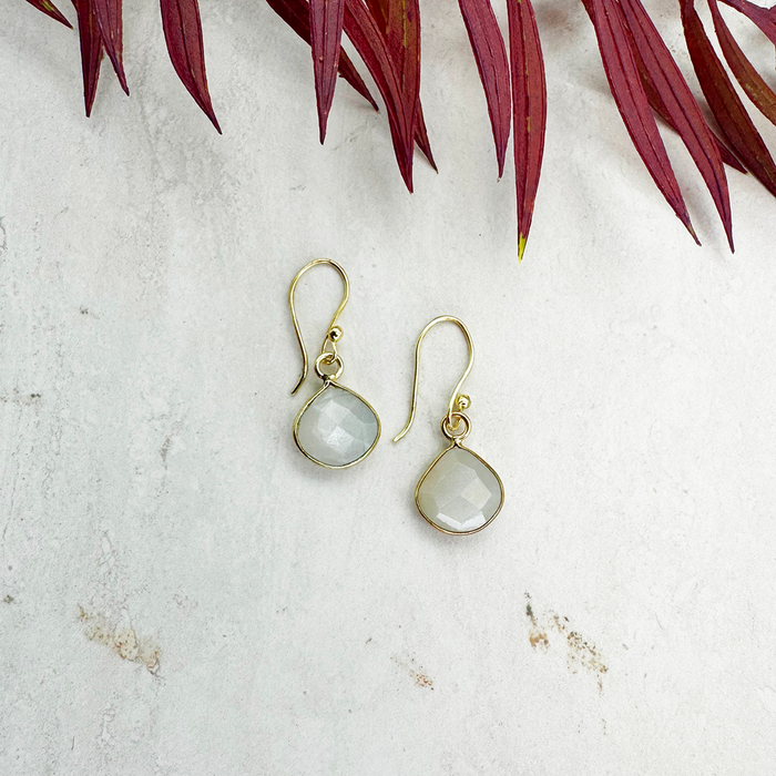 Brass Patina Pink Teardrop Earrings