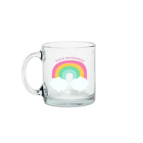 Fuck Mornings - Clear Glass Mug