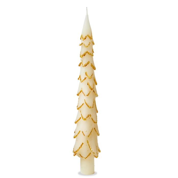Gilded Pine Tree Taper Candle set of two