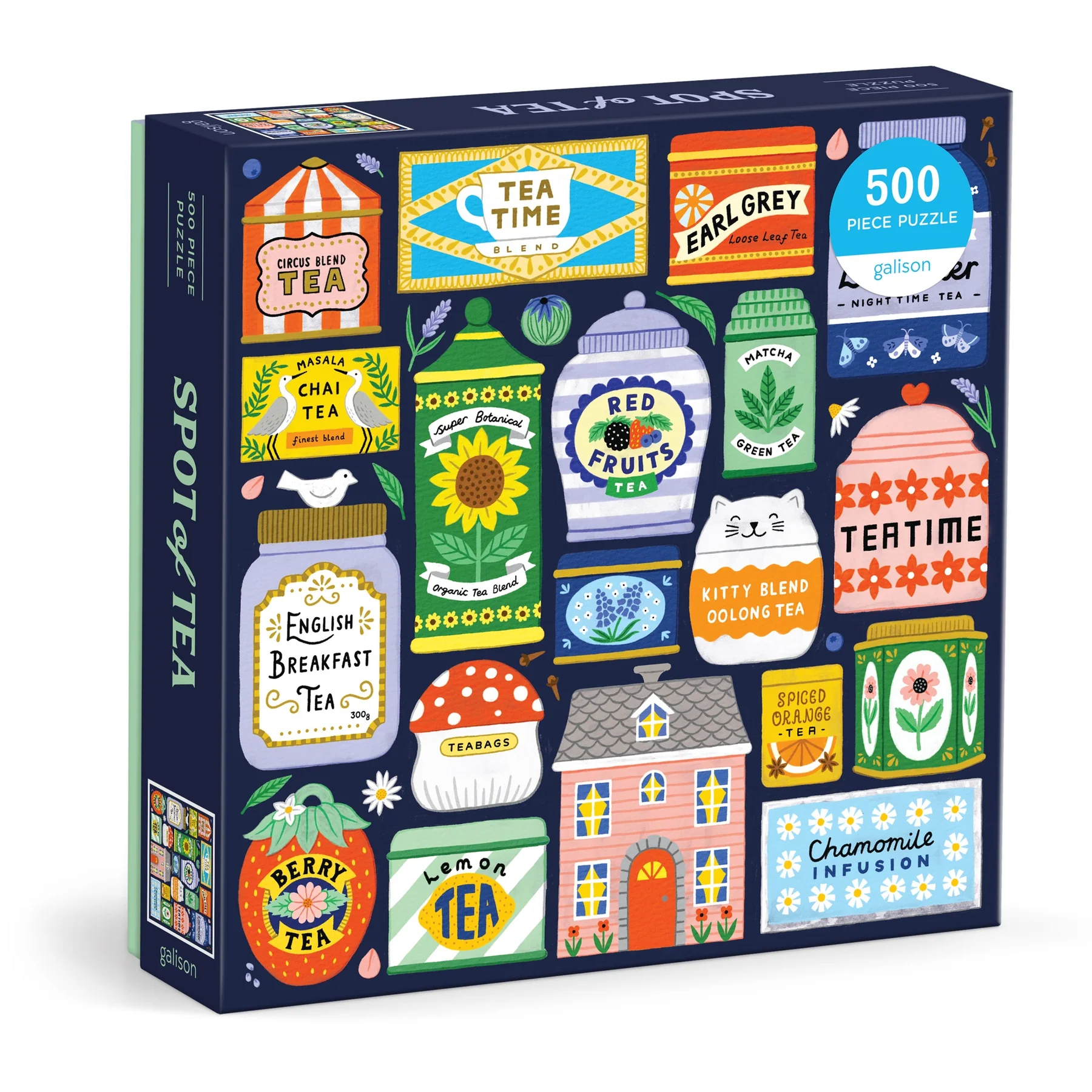 puzzle with different containers of tea depicted 
