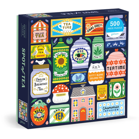 puzzle with different containers of tea depicted 