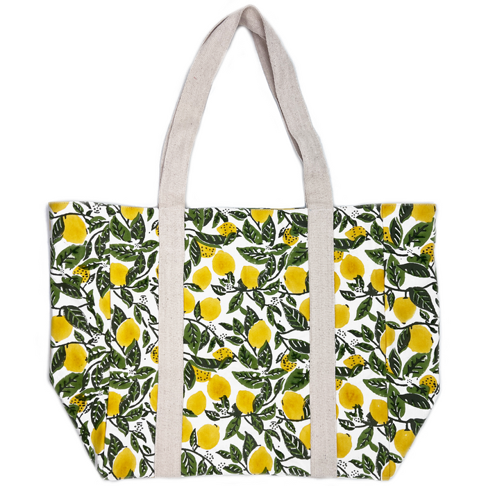 Lemon Groves Block Printed Canvas Bag