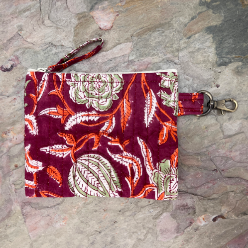 Quilted Tote Bag With Travel Pouch - Plum Blossoms