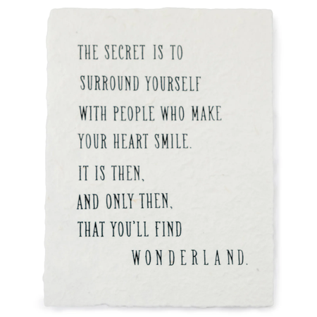 White print with black text quote on a white background