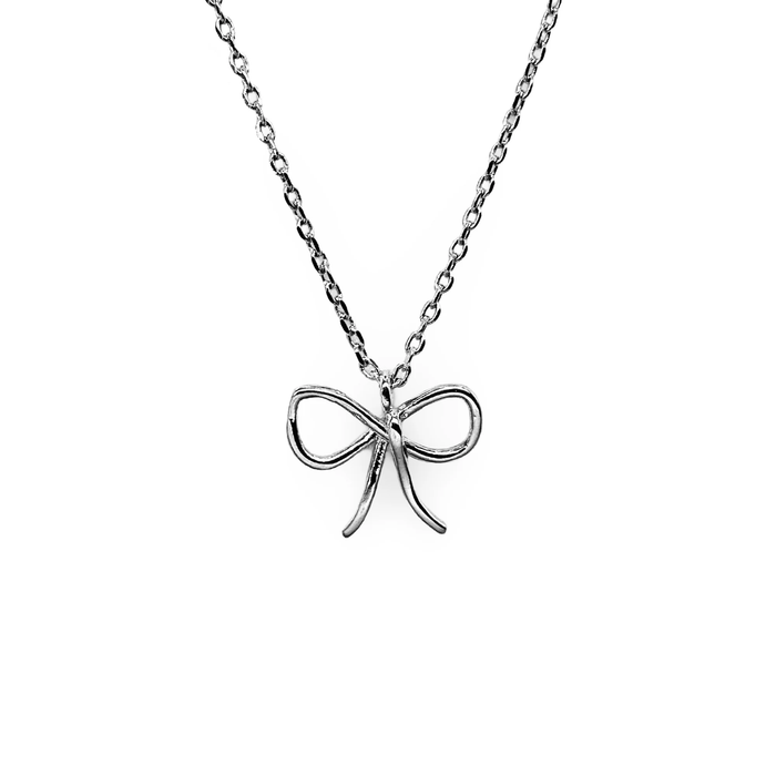 Silver Mini Baby Bow Necklace