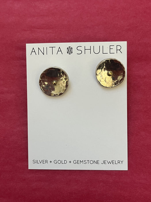 Sterling Silver + 18k gold disk Earrings