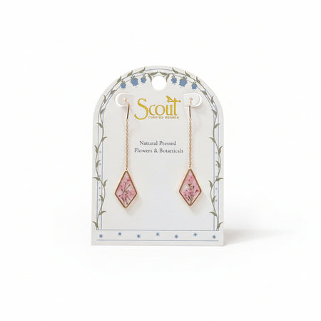Jewelry set on a Scout branded card against a white background