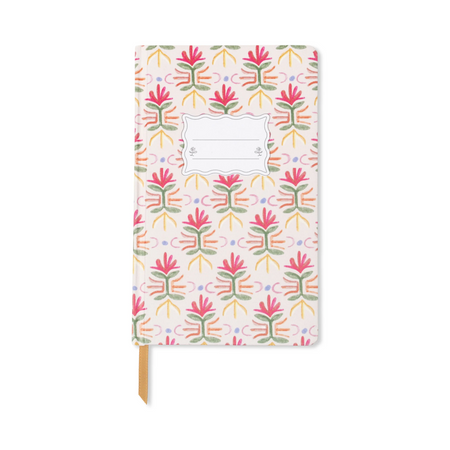 Notebook with floral pattern on a white background