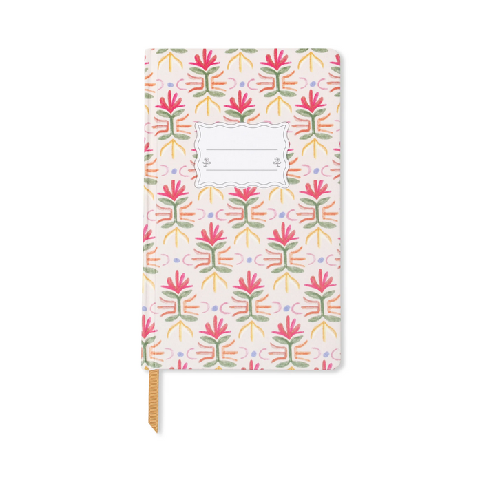 Notebook with floral pattern on a white background