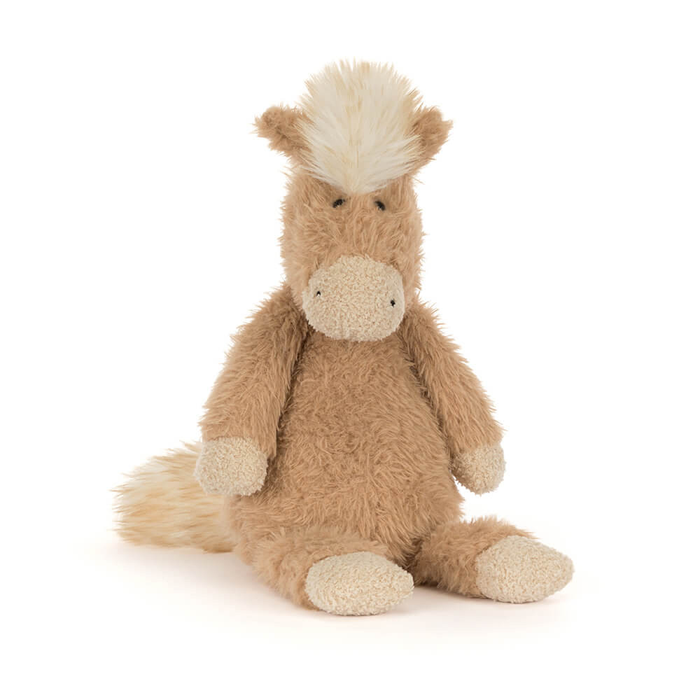 Plush horse toy on a white background