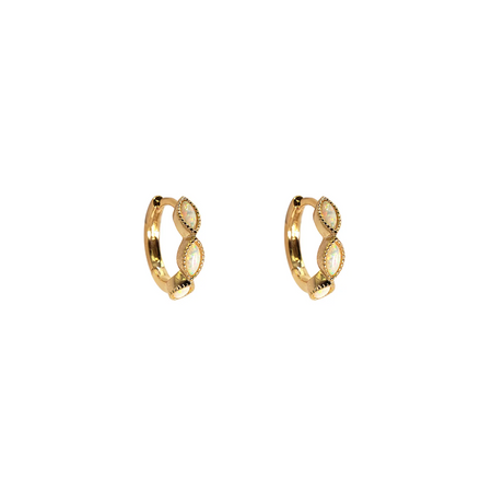 Gold hoop earrings on a white background