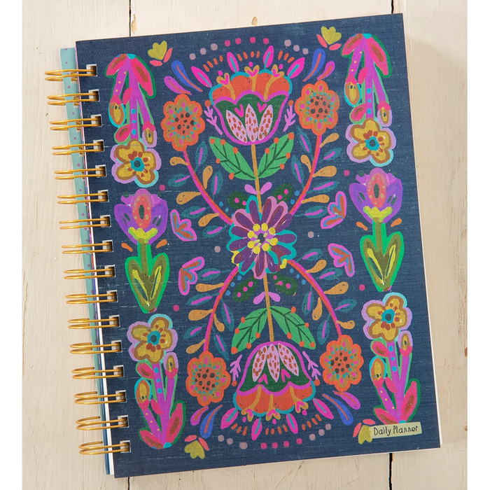 Daily To-Do List Planner - Blue Folk Flower