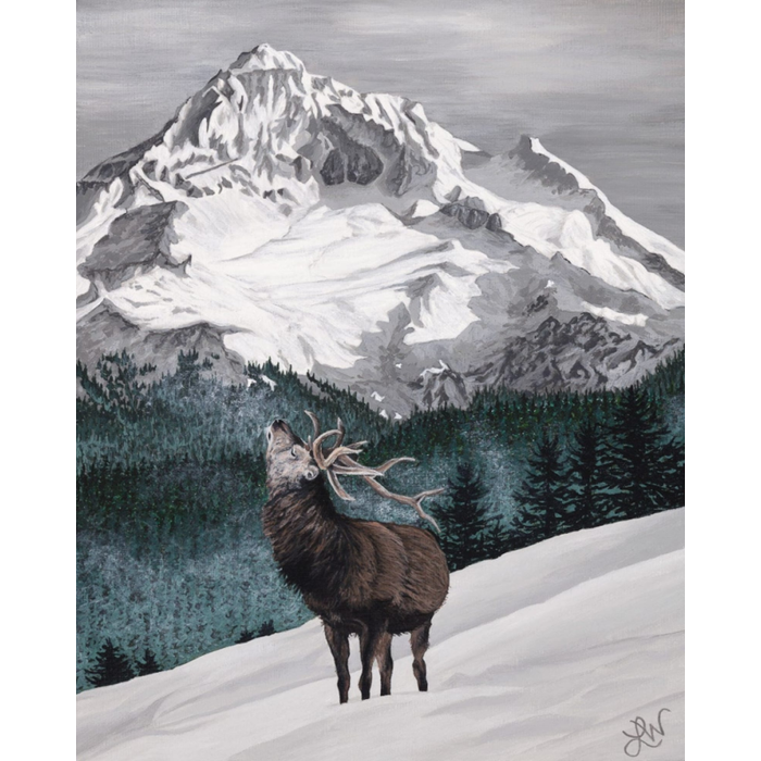 Hood Elk Art Print by local artist Laura Watkins