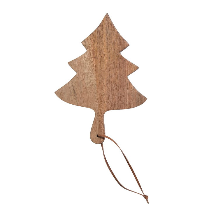 Mango Wood Tree Shaped Cheese/Cutting Board with Leather Tie