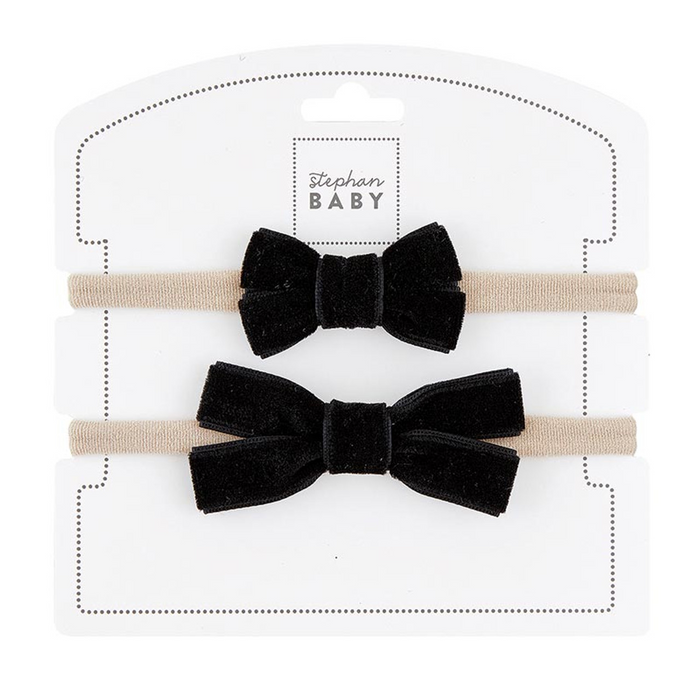 Baby Headband Set - Fancy Black Bow - Set Of 2