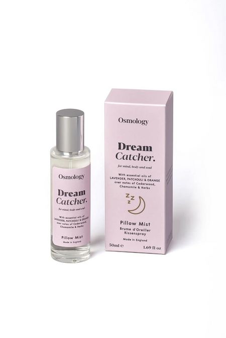 Osmology Dream Catcher pillow mist bottle and packaging on a white background