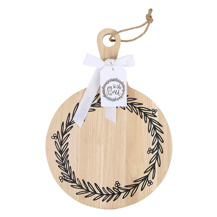 Round Paulownia Wood Board - Wreath