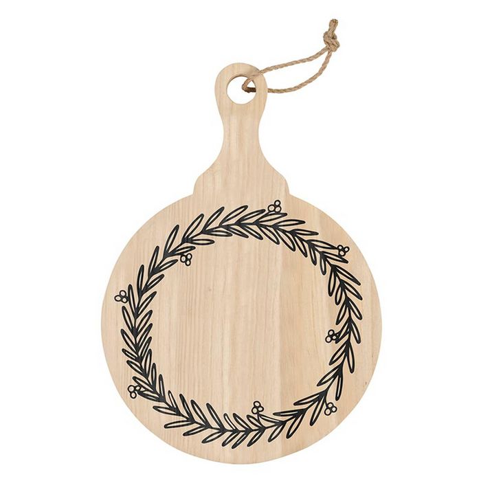 Round Paulownia Wood Board - Wreath