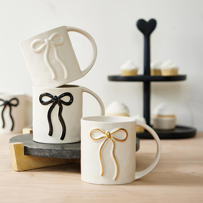 Artisan Wide Handle Black Bow Mug