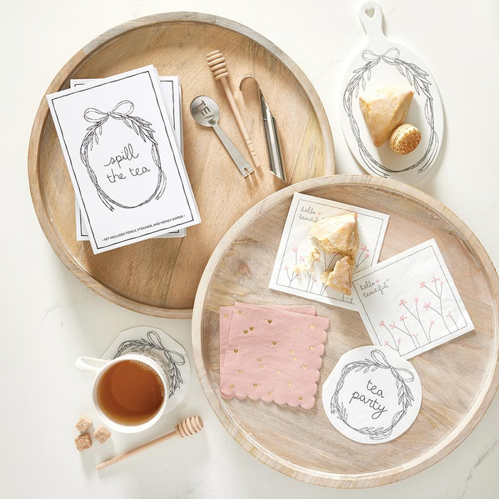 Scalloped Cocktail Napkins - Gold Foil Hearts