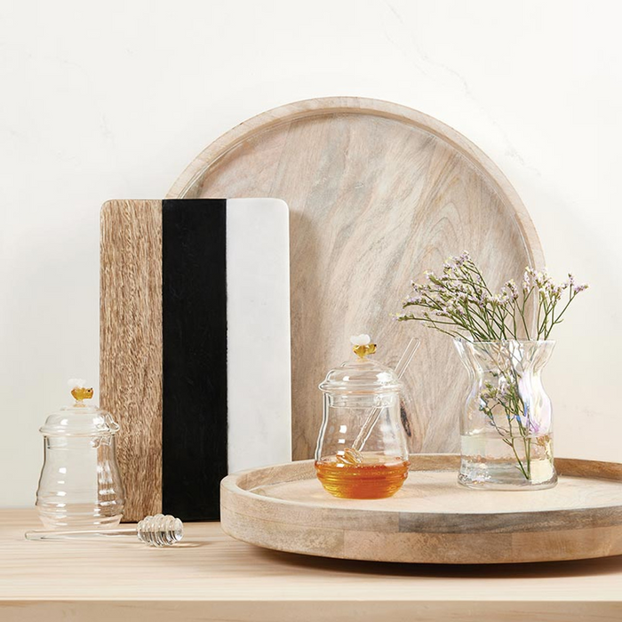 Striped Marble + Wood Board