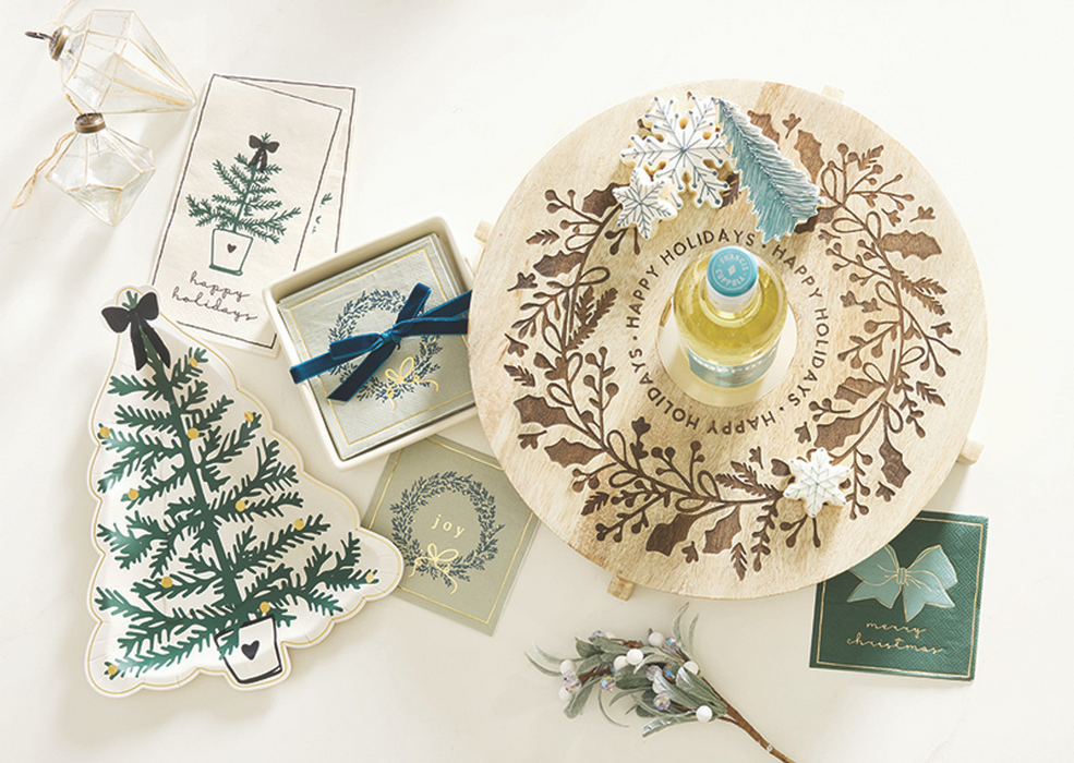 Cocktail Napkins - Merry Christmas Blue Bow