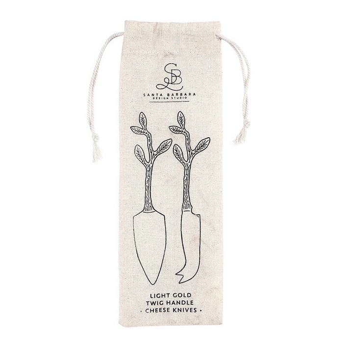 Light Gold Twig Handle Cheese Knives