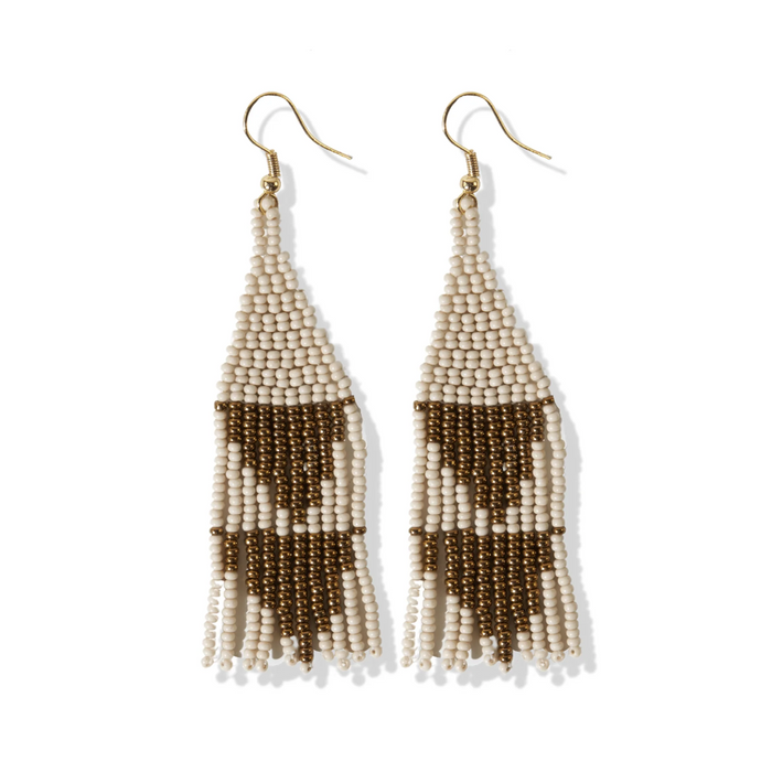 Lennon Triangle Beaded Fringe Earrings