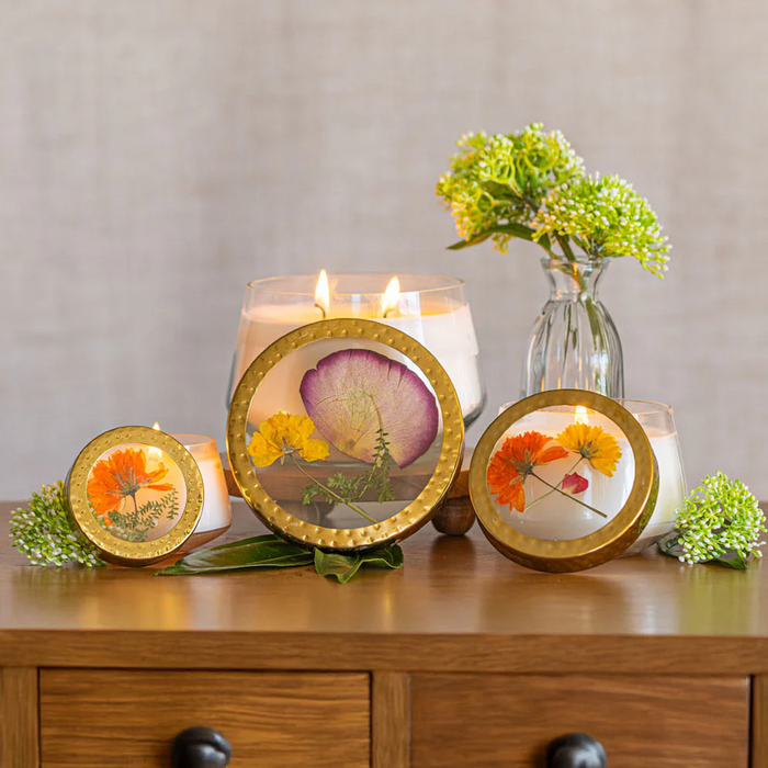 Petite Pressed Floral Candle - Sugared Citrus