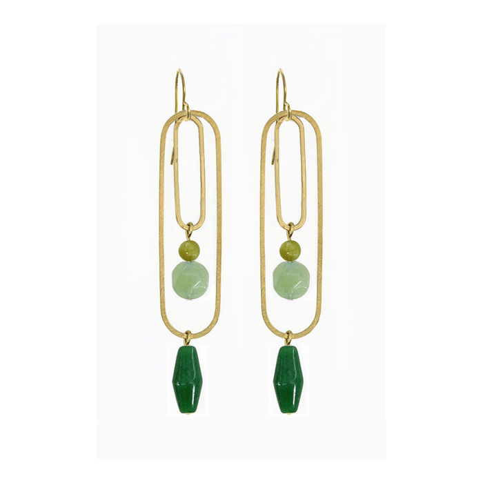 Brass Linked Forest Earrings