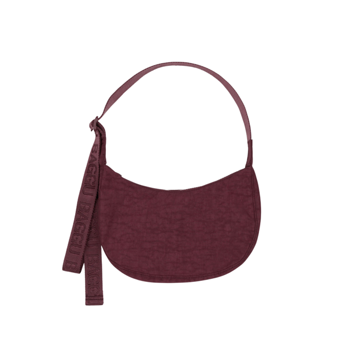 Small Nylon Crescent Bag - Mahogany