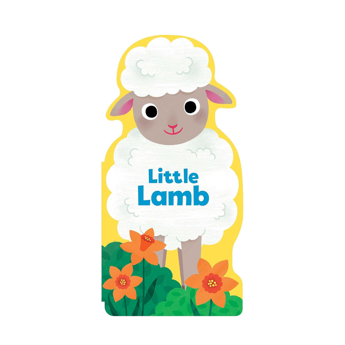 board book of a lamb with flowers and 'Little Lamb' text on a white background