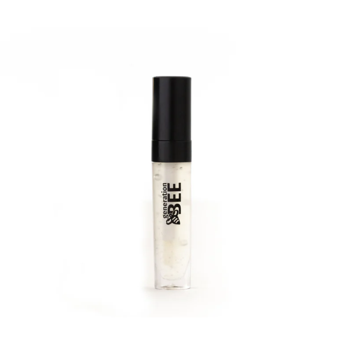 lip gloss bottle with black cap and visible brand name on a white background