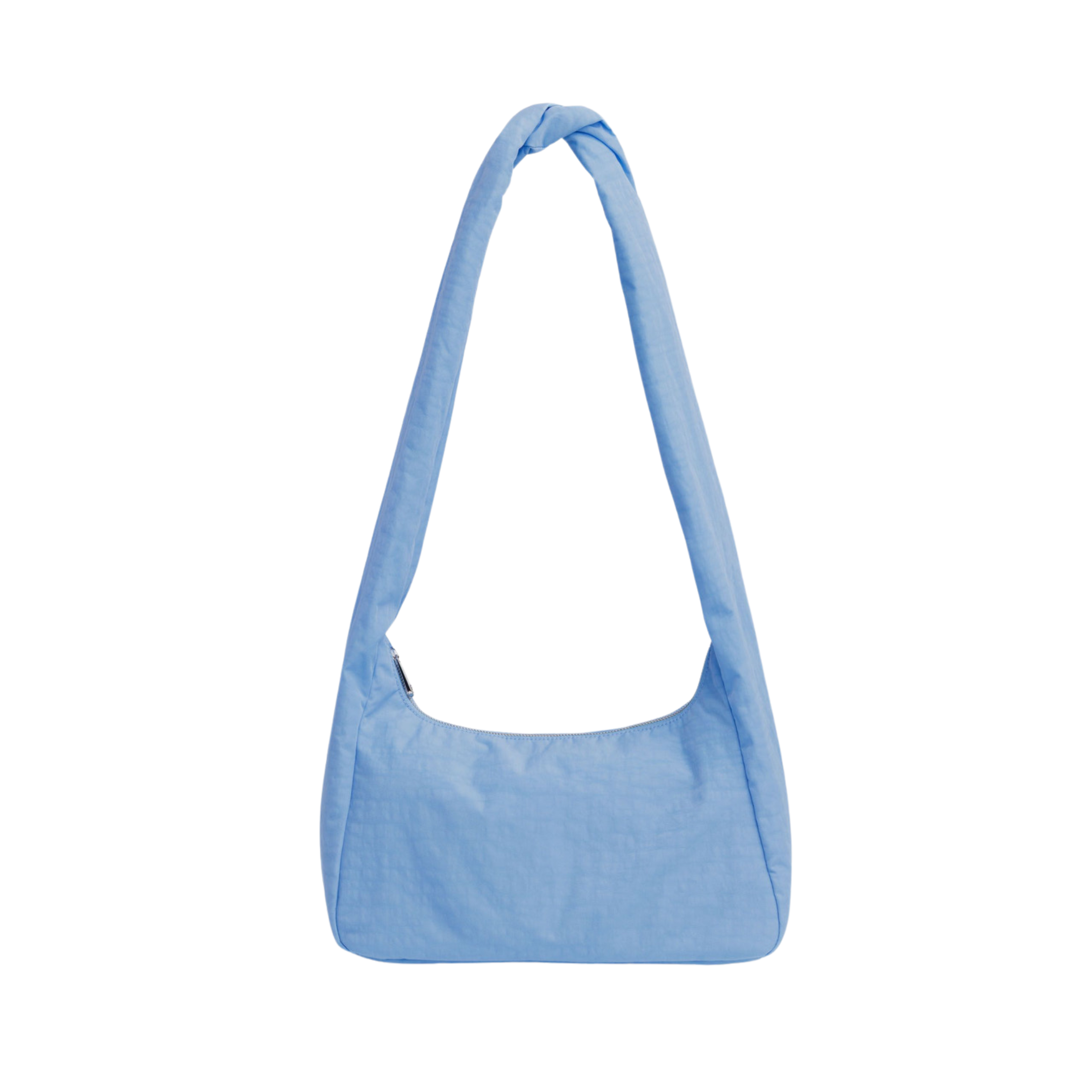 Light blue shoulder bag on a white background