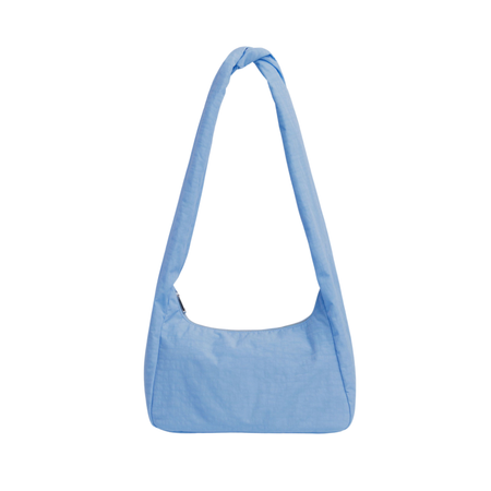 Light blue shoulder bag on a white background