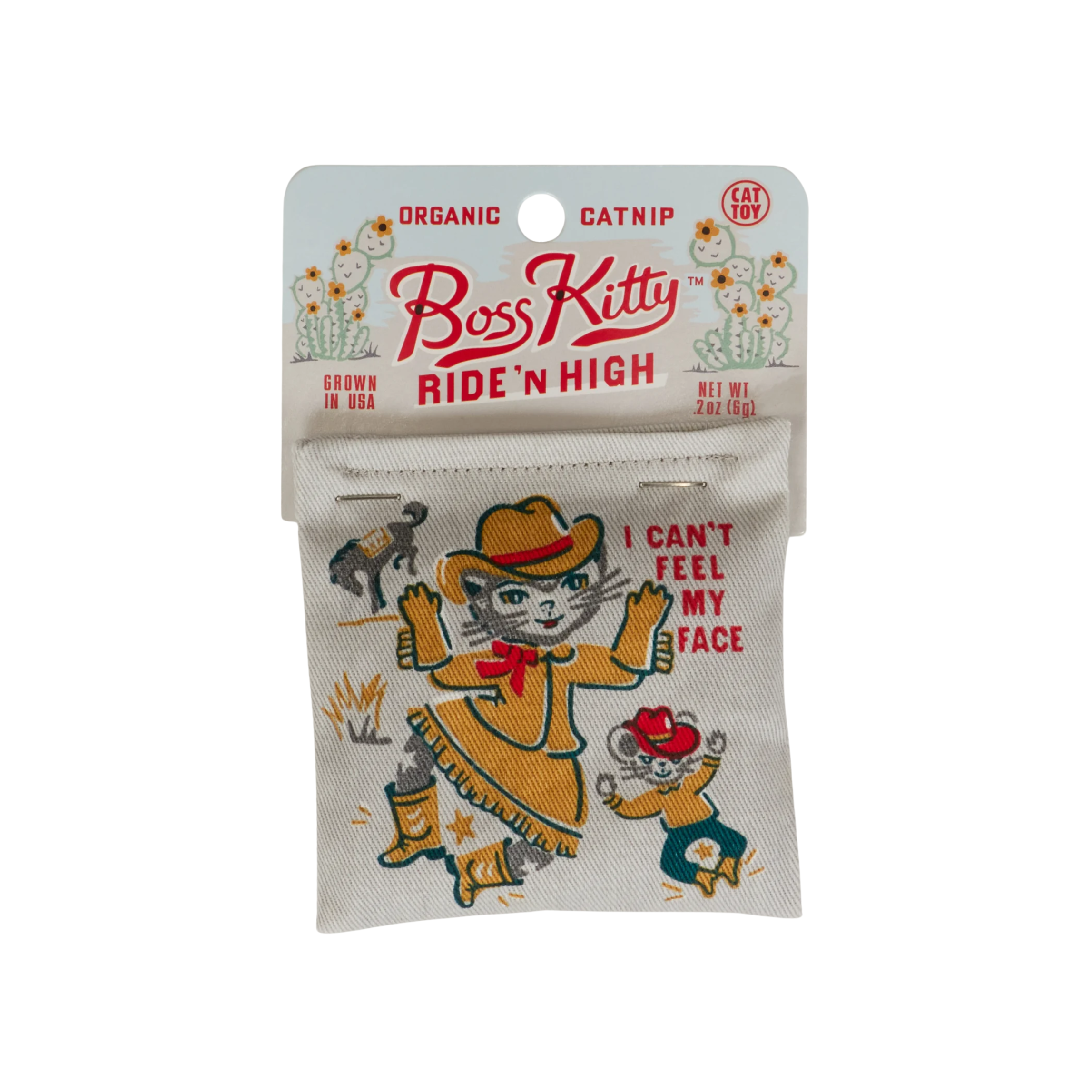 Boss Kitty cat toy packaging with cartoon cat design on a white background